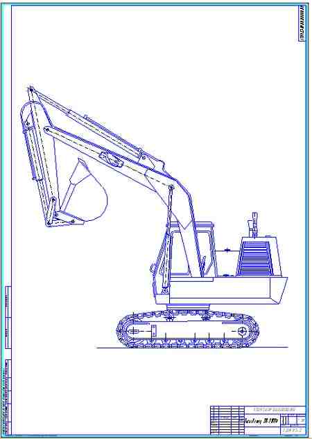 Гусеничный экскаватор чертеж dwg