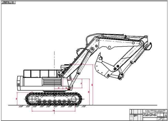 Гусеничный экскаватор чертеж dwg